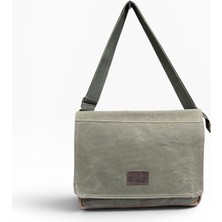 Old Cotton Cargo Kanvas Kumaş Postacı Omuz Çantası Unisex Boıse Computer Bag 15.6'' Haki