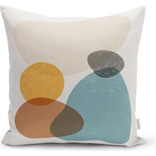 Rem Home Renkli Zemin Üzerinde Onedraw Çizimli Oval Desenli Modern Yastık Kırlent Kılıfı
