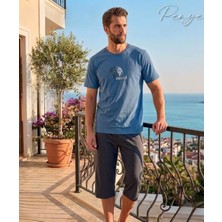 Pijamerry Erkek Bisiklet Yaka Kısa Kol Kapri Pijama Takımı 8011 - 1 Adet