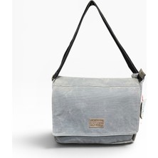 Old Cotton Cargo Kanvas Kumaş Postacı Omuz Çantası Unisex Boıse Computer Bag 15.6'' Gri