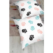 Rem Home Kedi Ayak Izli Modern Hayvan Yer Minderi (1000GR Iç Dolgulu)
