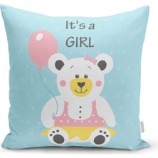 Rem Home Turkuaz Zeminde Puanlı Baby Shower Bebek Odası Yastık Kılıfı