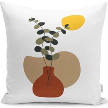 Rem Home Onedraw Vazo Tasarımlı Çiçek Motifli Modern Yastık Kırlent Kılıfı