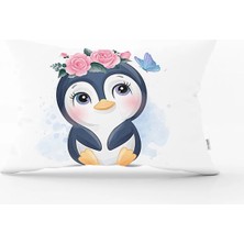 Rem Home Sevimli Penguen Tasarımlı Dikdörtgen Kırlent Kılıfı