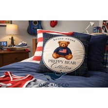 Orcadeco -Preppy Bear Collection Teddy Ayıcık Desenli Dekoratif Yastık–genç Odası & Salon Için