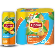 Lipton Ice Tea Şekersiz Şeftali Aromalı Soğuk Çay Kutu 6 x 330 ml (2'li Paket)