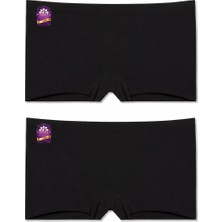 Rapapa Papatya Kadın 2 Adet Siyah  Lazer Kesim Dikişsiz Boxer Külot Slip 2'li Paket 2852-Y