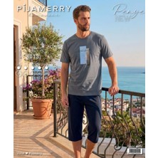 Pijamerry Erkek Bisiklet Yaka Kısa Kol Kapri Pijama Takımı 8013 - 1 Adet
