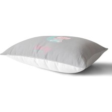 Rem Home Gri Zeminli Lets Shower Fil Desenli Bebek Odası Dikdörtgen Yastık Kılıfı