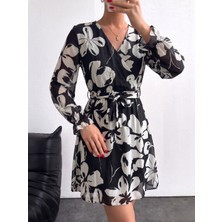 Mass Fashion Kadın Kemerli Şifon Elbise