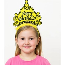 Blueb Sarı Happy Birthday Prenses Tacı – Doğum Günü Taç Aksesuarı