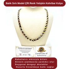 Yıldız Doğal Taş Sertifikalı Balık Sırtı Model Çift Renk Yetişkin Kehribar Kolye 55 cm 10 gr