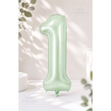 Parti Dükkanı Retro Yeşil 1 Rakam Folyo Balon 34 Inç 76 cm Helyum Uyumlu Doğum Günü Baby Shower Yıl Dönümü Parti Balonu (0-9)