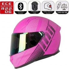 MTS M910 Lady Fuchsıa Motosiklet Kaskı Güneş Vizörlü Full Face Kadın Kask