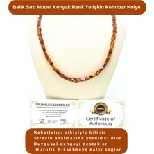 Yıldız Doğal Taş Sertifikalı Balık Sırtı Model Konyak Renk Yetişkin Kehribar Kolye 55 -60 cm 10 - 12 gr