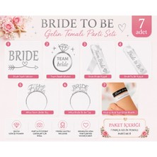 Bkmc Bride To Be Gold Gümüş Kuşak ve Taç Seti | Bekarlığa Veda Parti Aksesuarı | Gold Gümüş Gelin Tacı ve Saten Kuşak | Bridal Shower Organizasyon Süsü