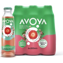 Avoya Meyveli Çilek & Gül Maden Suyu 6 x 200 ml (3'li Paket)