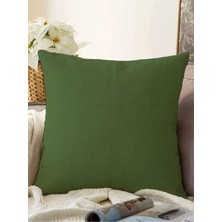 Rem Home Düz Renkli Koyu Yeşil Dijital Baskılı Modern Raşel Örme Yastık Kırlent Kılıfı