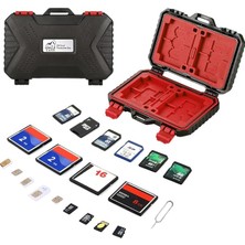 Case 24 Slot Çoklu Hafıza Kartı ve Micro Sd Kart Taşıma Çantası Micro Sd Kart Kutusu (Kırmı