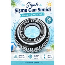 Güzelyüz Avm Siyah Teker Model Can Simidi 60CM | Çocuk Şişme Deniz Havuz Can Yüzme Simidi Şişme Simit