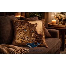 Orcadeco -Leopar Desenli Dekoratif Kırlent Kılıfı – Goblen Dokuma, Lüks Salon Yastığı 45X45