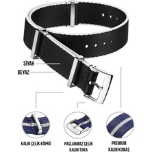  20mm-22mm saatlerle uyumlu premium nato kumaş saat kordonu kayışı n39xwds-bw