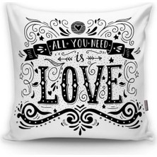 Rem Home Love Baskılı Dijital Yastık Kırlent Kılıfı