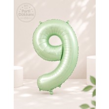 Parti Dükkanı Retro Yeşil 9 Rakam Folyo Balon 34 Inç 76 cm Helyum Uyumlu Doğum Günü Baby Shower Yıl Dönümü Parti Balonu (0-9)