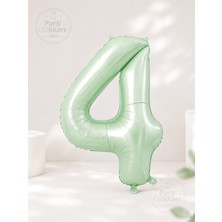 Parti Dükkanı Retro Yeşil 4 Rakam Folyo Balon 34 Inç 76 cm Helyum Uyumlu Doğum Günü Baby Shower Yıl Dönümü Parti Balonu (0-9)