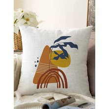 Rem Home Soyut Motifli Dijital Baskılı Raşel Örme Yastık Kırlent Kılıfı