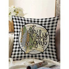 Rem Home Siyah Beyaz Ekose Motifli Özel Tasarım Modern Raşel Örme Yastık Kırlent Kılıfı