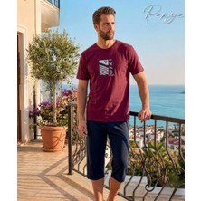 Pijamerry Erkek Bisiklet Yaka Kısa Kol Kapri Pijama Takımı 8012 - 1 Adet