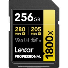 Prof 256GB 1800X Sdxc Uhs-Iı 270MB/S Read 180MB/S Write C10 V60 U3