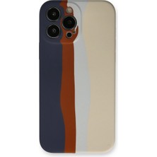 DS LLC Apple Iphone 13 Pro Kılıf Ebruli Lansman Silikon - Lacivert-Krem