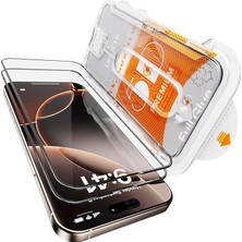 iPhone 12 Pro / 12 Ile Uyumlu Premıum [2'li Paket] Hizalama Aparatlı ve Takılırken Camın Altın