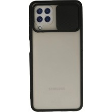 DS LLC Samsung Galaxy A22 Kılıf Palm Buzlu Kamera Sürgülü Silikon - Siyah