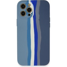 DS LLC Apple Iphone 12 Pro Kılıf Ebruli Lansman Silikon - Mavi-Gri