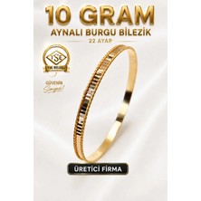 Aks Gold 22 Ayar TSE Belgeli (10 GRAM) Aynalı Burgu Ajda Bilezik Gold Altın Bilezik Düğün Nişan