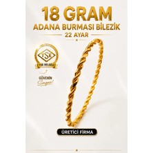 Aks Gold 22 Ayar TSE Belgeli 18 GRAM Adana Burması Bilezik Altın Gold Bilezik Düğün Nişan