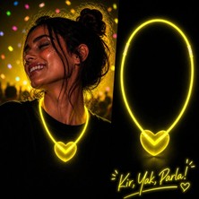 Svoria Store Mey Ithalat® Neon Işıklı Fosforlu Kalp Parti Kolyesi Sarı Renk