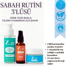Lurji 3’lü Sabah Cilt Bakım Seti | Yüz Temizleme Jeli + C Vitamini Serumu + Nemlendirici Krem