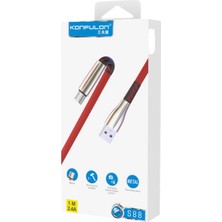 Morado Se siente Perfecto S88 Metal Uçlu Micro USB Kablo 1m 2.4A - Kırmızı