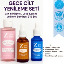 Lurji 3’lü Gece Cilt Yenileme Seti | Glikolik Tonik + Leke Serumu + Hyaluronik Asit