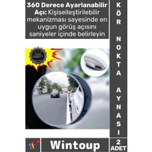 Wintoup #ayna Geniş Açı Güvenli Sürüş 360 Derece Net Görüş Çerçevesiz Ayarlanabilir Kör Nokta Ayna Seti