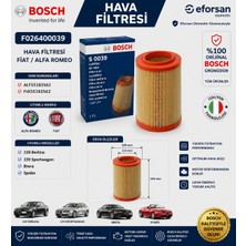 Bosch Orijinal F026400039 55183562 Hava Filtresi Fiat Alfa Romeo Uyumlu