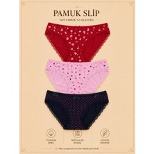 Intive Lingerie Intive Comfort Desenli Arkası Dantel Detaylı Lacivert/pembe/kırmızı 3'lü Slip Set