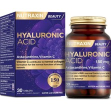 Nutraxin Hyaluronic Acid – Hyalüronik Asit, C Vitamini ve Astaksantin Içeren Cilt Destek Tableti – 30 Tablet