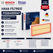 Bosch Orijinal F026400047 1654600QAR Hava Filtresi Renault Uyumlu
