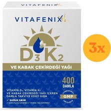 Vitafenix Vitamin D3 K2 1000 Iu 20 ml Damla - 3 Adet (Toplam 60 Ml)