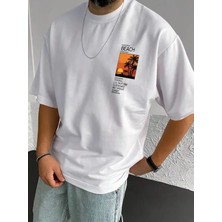 Nigrum Pardus Nıgrum Pardus Yeni Sezon Sunset At The Beach Baskılı %100 Pamuk Büyük Beden Oversize Erkek T-Shirt